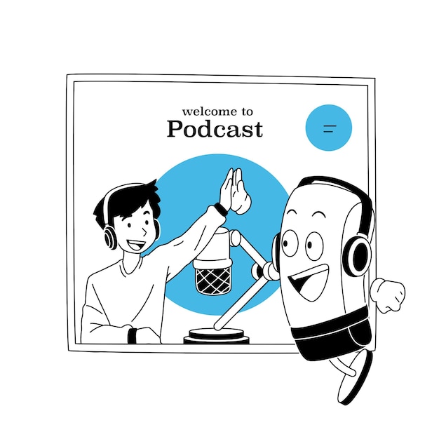 Podcast voltooide illustratie