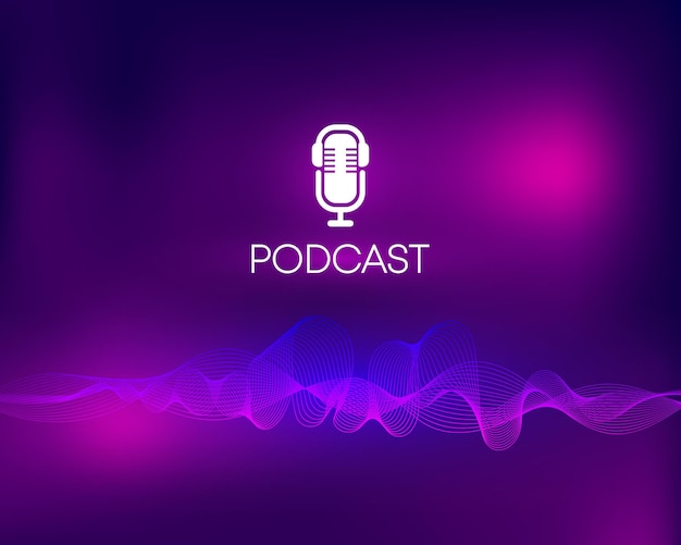 Podcast Webcast audio opname Podcast radiosignaal Audio opname concept Gradiënt ontwerp Vector