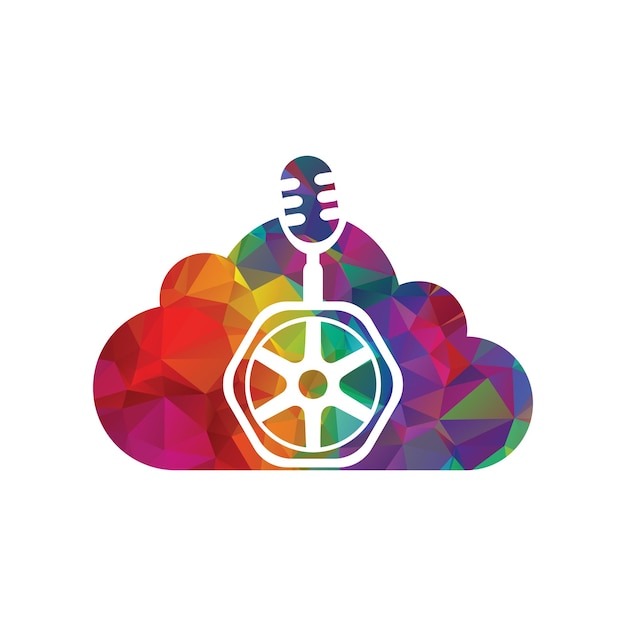 Подкаст колеса векторный логотип шаблон дизайн облако формы векторные иллюстрации