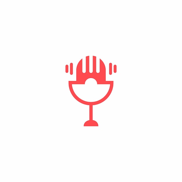 Podcast-zanger karaoke-logo-ontwerp met retro microfoonillustratie
