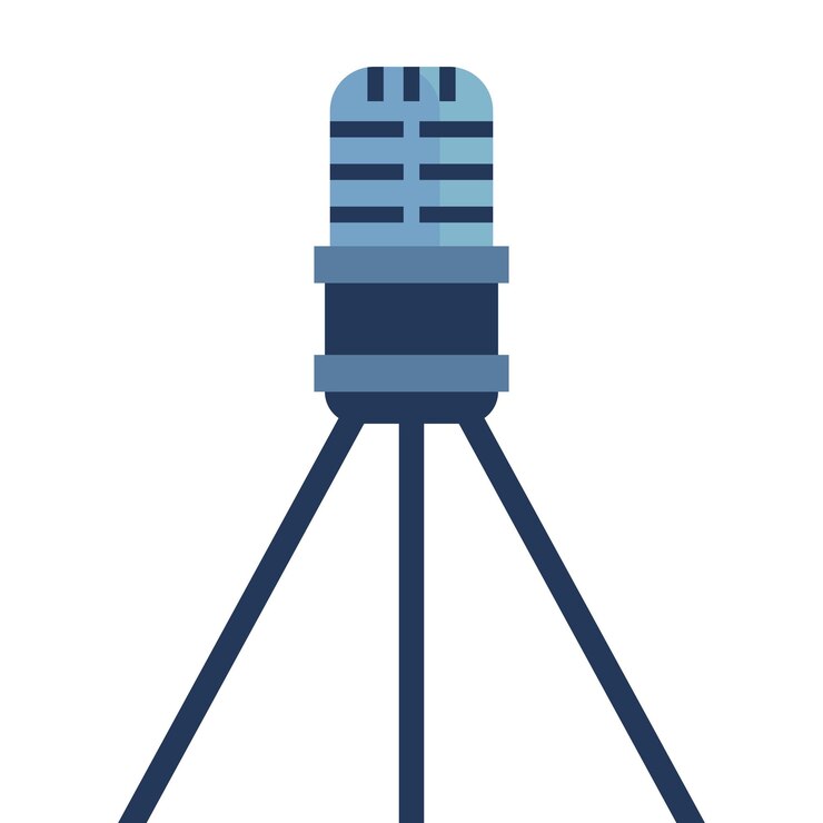Vector podcasting recording microphone illustration