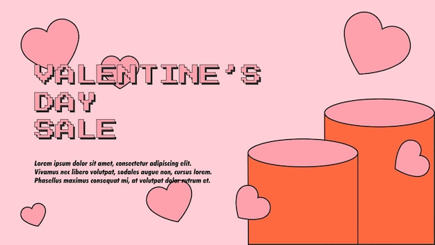 Vector podium 2d design flat valentine day sale