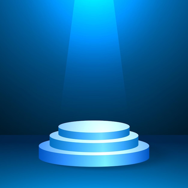Podium, blue light minimal background, geometric shape