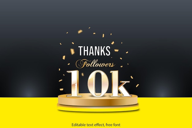 Vector podium followers with golden numbers and editable text effect