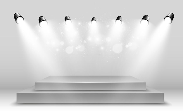 Podium pedestal or platform illuminated by spotlights in the background vector illustration