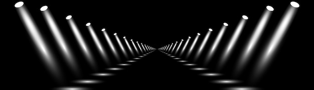 podium, pedestal or platform illuminated by spotlights on black background.