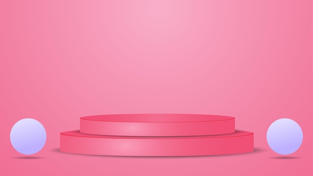 Vector podium on a pink background