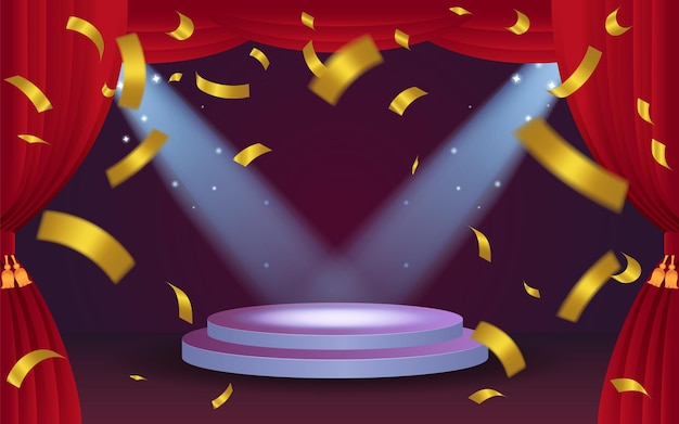 Vector podium promo background with confetti