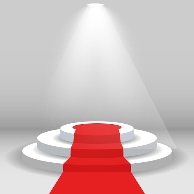 Podium Stage with Red carpet and white lamp