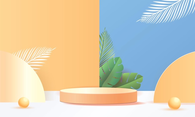 Vector podium summer tropical minimal banner yellow product