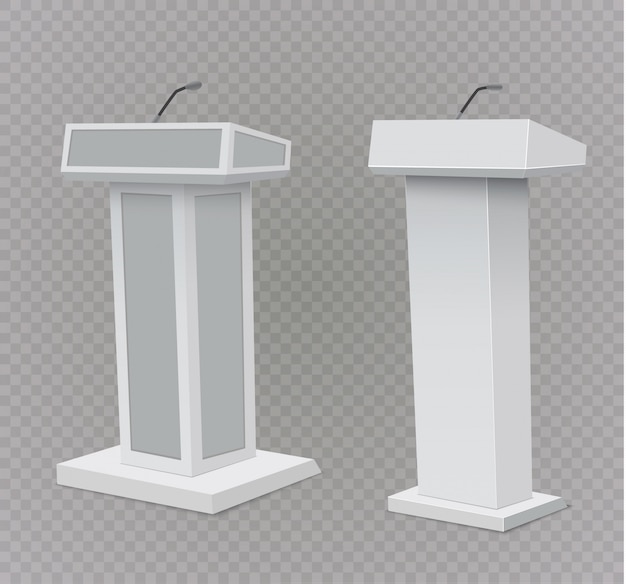 Vector podium tribune rostrum stand with microphones