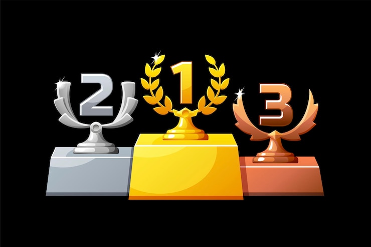 Vector podium trophy titleは、ゲームのシルバー、ブロンズ、ゴールドです。