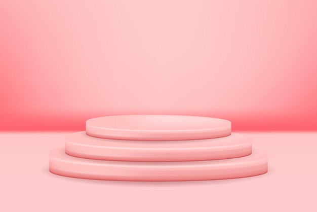 Vector podium valentine soft pink 3d simple illustration