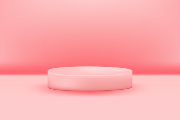Vector podium valentine zacht roze 3d eenvoudige illustratie