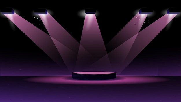 Podium vector illustration with spotlight in dark scene