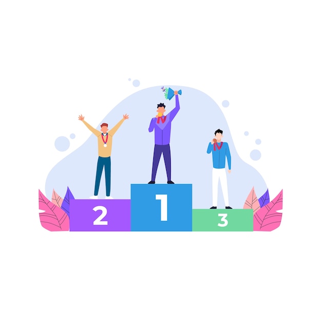 Podium winners flat illustration
