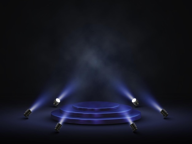 Podium with lighting. stage, podium, scene with spotlights.