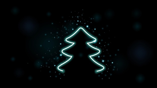 Vector podium with neon light christmas tree illustration