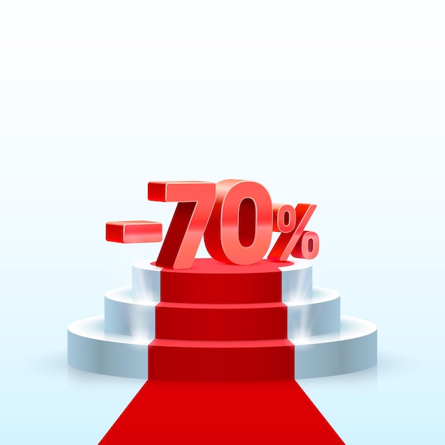 Podium with share discount percentage. Vector illustration
