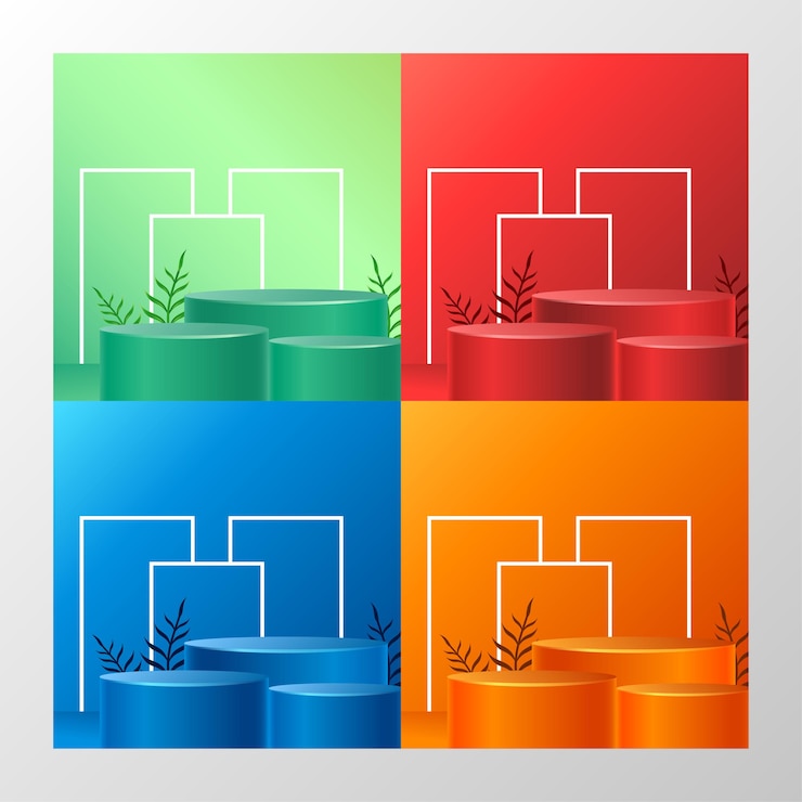Vector podium with tropical leaves shadow overlay illustration vector