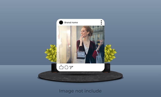 Podiumachtergrond met 3d Instagram-bericht