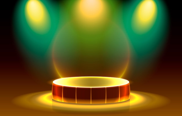 Podiumpodium met verlichtingspodiumscène met voor het element van het toekenningsdecor vector als achtergrond