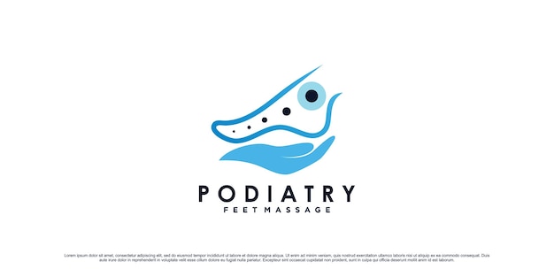 Podotherapie voetenmassage logo-ontwerp met enkelconcept en creatief element Premium Vector