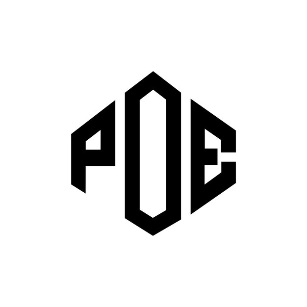 POE letter logo design with polygon shape POE polygon and cube shape logo design POE hexagon vector logo template white and black colors POE monogram business and real estate logo
