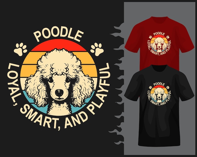 Vector poedel hond t-shirt ontwerp