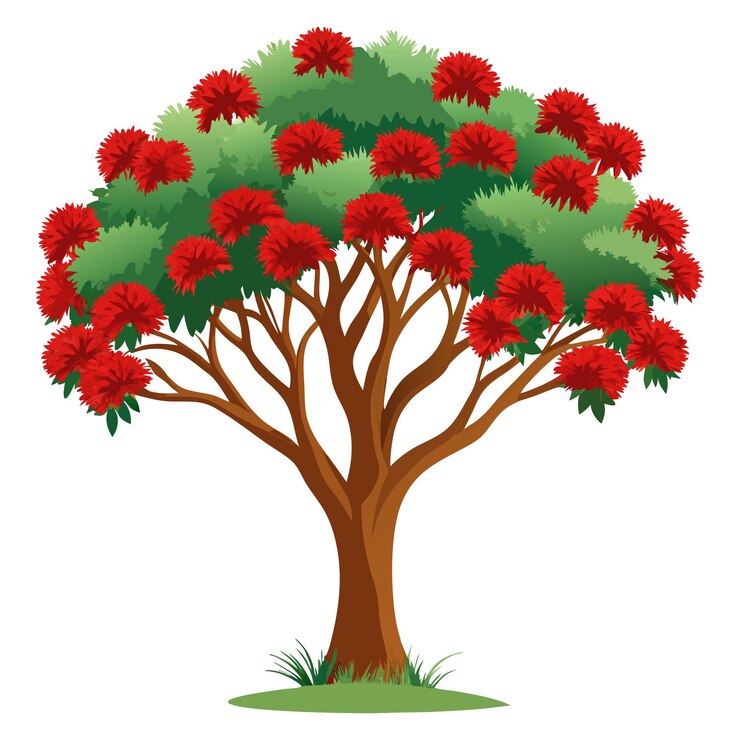 Vector pohutukawa tree white background 7