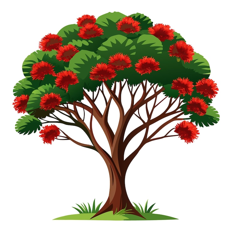 Vector pohutukawa tree white background 9