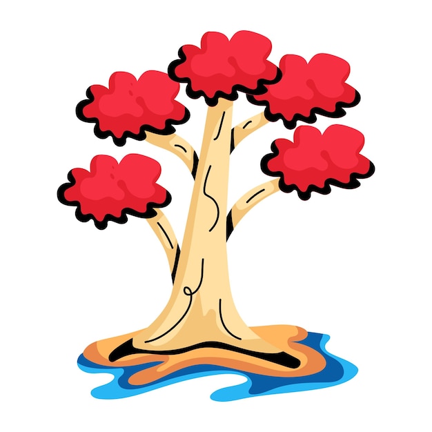 Poinciana tree flat icon is ready for digital download