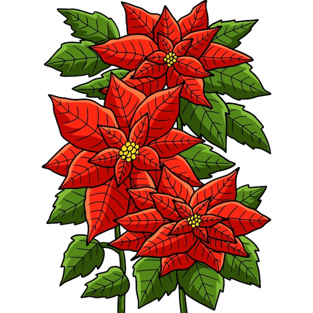 Poinsettia bloem cartoon gekleurde clipart