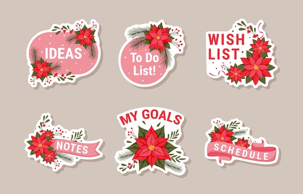 Poinsettias tijdschrift Stickers Templates Collection