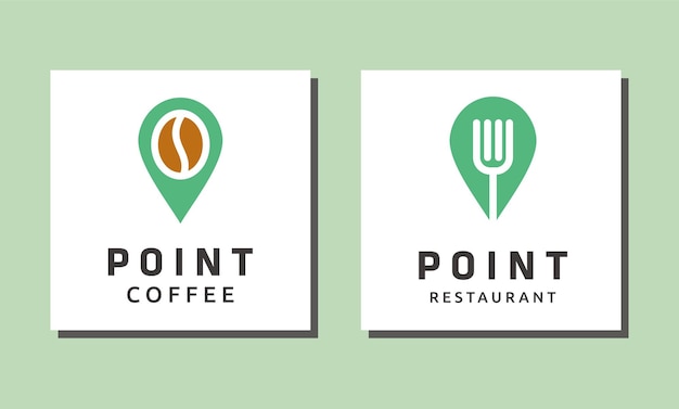 Point coffee bean cafe restaurant location logo design vector icon