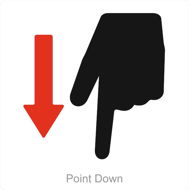 Vector point down and way icon concept