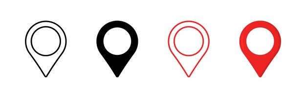 Point of interest set icons Linear silhouette and flat style Vector icons