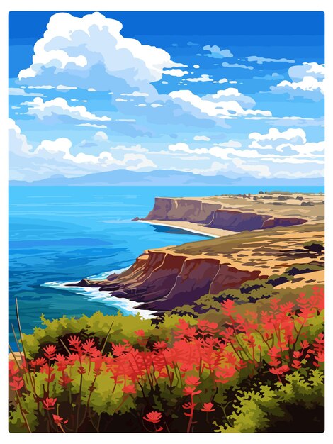 Vector point loma california vintage reisposter souvenir postkaart portret schilderij wpa illustratie