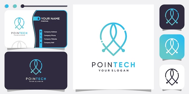 Point tech logo moderne minimalistische locatietechnologie premium vector