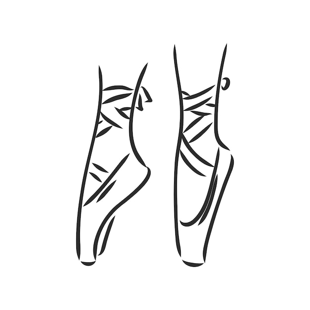 Pointe shoes Ballet shoes pointe shoes vector sketch on a white background