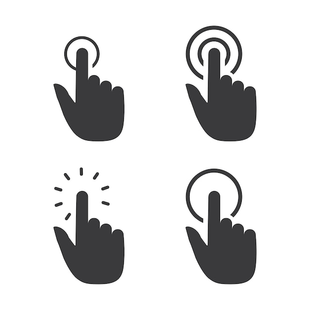 Pointer or click icon set isolated flat design vector illustration