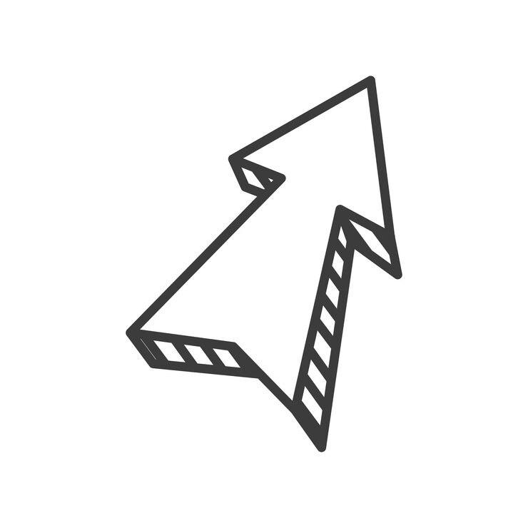 Vector pointer forward sign arrow this way doodle button isolated outline icon vector monochrome arrow way navigation pointer pointing sign navigate design element vintage minimal thin line pointer