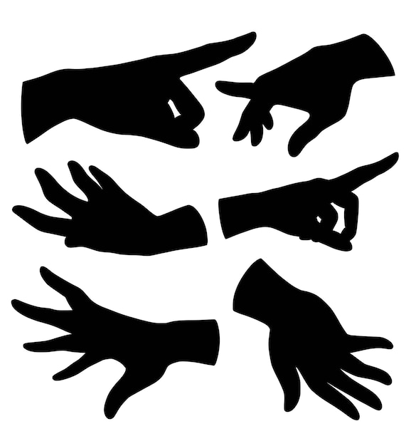 Pointer hand sign silhouettes