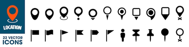 Икона указателя набор значков указателя икона точек расположения