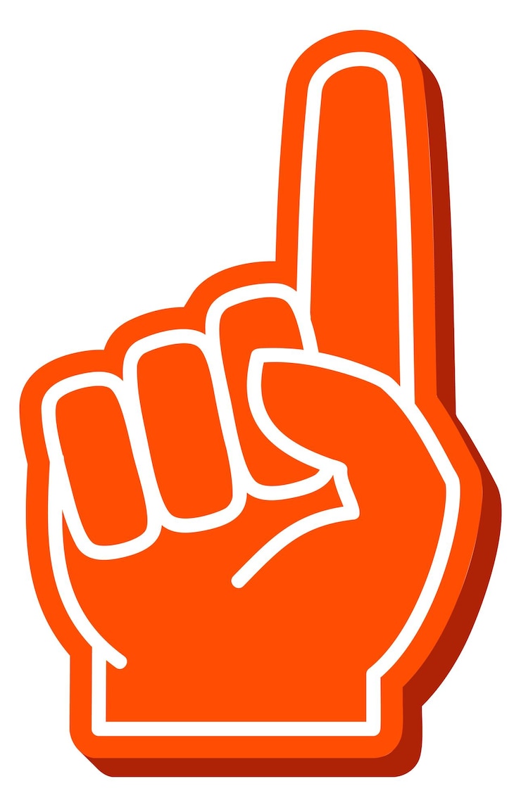 Vector pointing finger foam hand gesture color icon isolated on white background