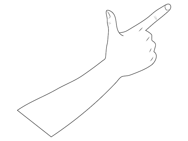 Вектор Указывая руку в контурном и векторном формате