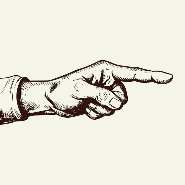 Pointing hand sketch Forefinger index finger Vintage retro vector illustration