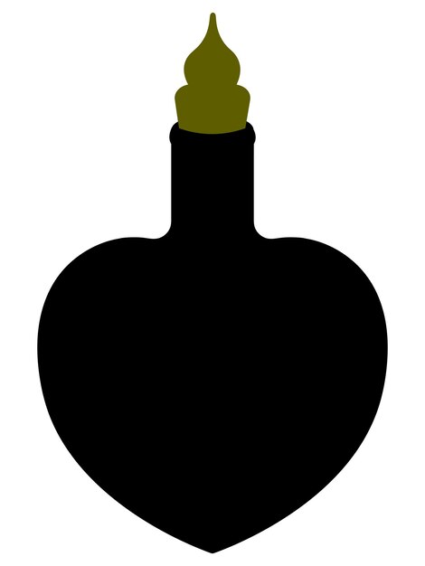 Poison bottle Silhouette Heart shaped vessel The bottle is closed with a green stopper