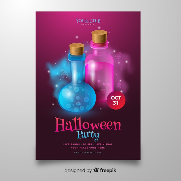 Poison in bottles halloween poster template