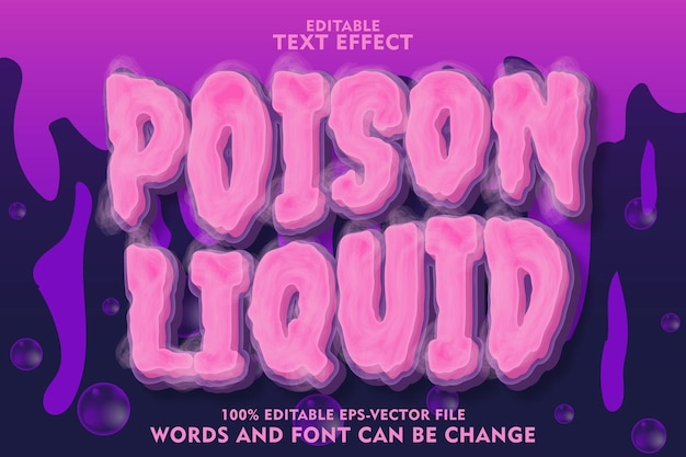 Vector poison liquid editable text effect emboss neon style